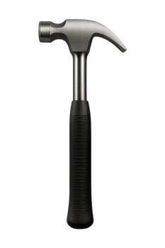 A Hammer with red handle isolated on transparent background png