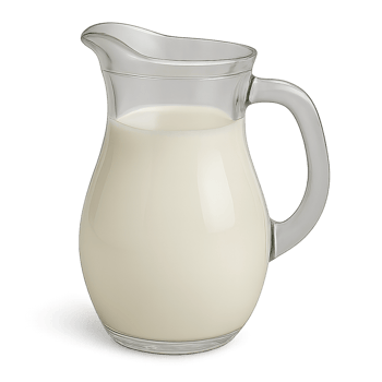 Glass jug filled with milk isolated on transparent background png