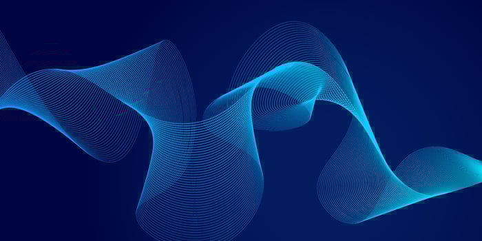 Abstract glowing wave lines on dark blue. Dynamic wave pattern. Modern flowing wavy lines. Futuristic technology concept. Suit for banner, poster, cover, brochure, flyer, website vector