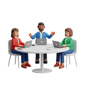 Teamwork Meeting, Diverse Colleagues, 3D Render png