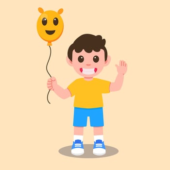 Cute Happy Kid with Balloon Character design vector