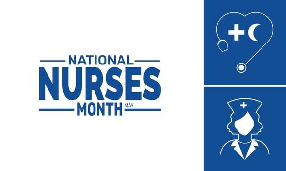 National Nurses Month celebration poster, medical professionals appreciation concept, use for flyers, social media, and invitations vector