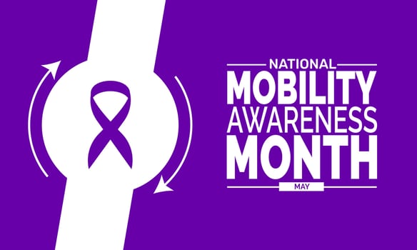 Mobility Awareness Month background template, accessibility and inclusion concept, use for banner, poster, and card design vector