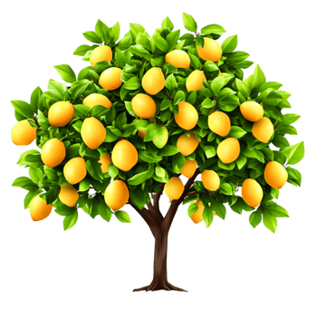 Lush Lemon Tree with Bright Yellow Lemons Surrounded by Vibrant Green Leaves png