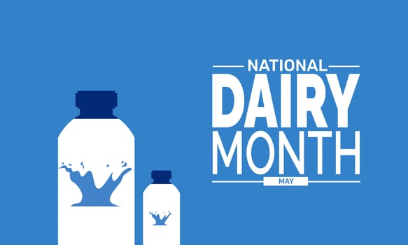 National Dairy Month celebration background, fresh milk and dairy products theme, perfect for banners, posters, and social media designs vector