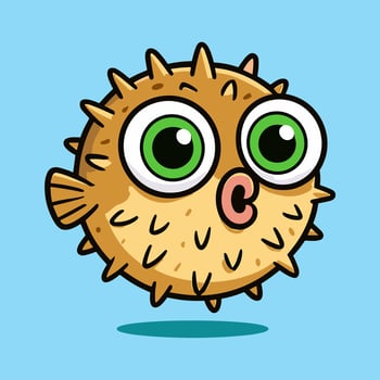 Puffer fish Cartoon Mascot Blow fish Illustrations vector
