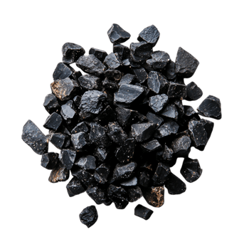 Dark Black Crushed Stones for Decorative Use in Landscaping and Crafts Projects png