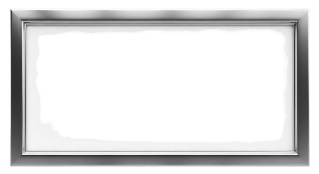 Silver Metallic Frame With Blank White Canvas png