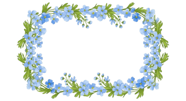 Light Blue Flower Floral Frame png