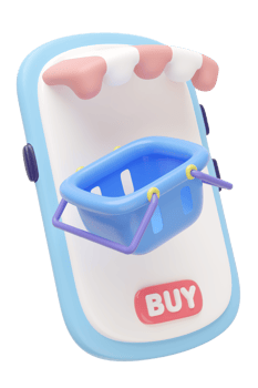 3D mobile phone with store, cart, basket, Ideal for online shopping , represents e-commerce and online retail. cartoon minimal and modern design. png