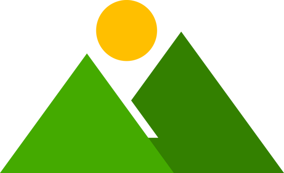 Green triangle mountain with yellow circle sun png