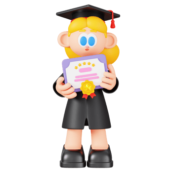 Graduate Woman Holding Certificate Isolated. Cartoon Girl Student Character. 3D Illustration png