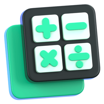 Calculator icon with math symbols isolated. General user interface icon concept. 3D Illustration. png