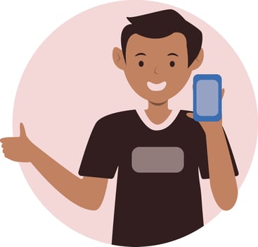 Smartphone Addicted Boy Character. vector