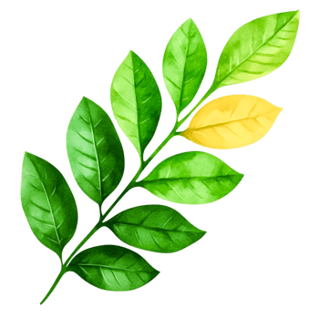 Fresh Green Leaves with One Yellow Leaf in Artistic Style for Nature Background png