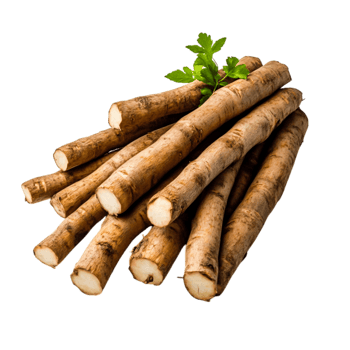 Fresh and Organic Roots with Green Leaves on Wooden Background for Culinary Use png