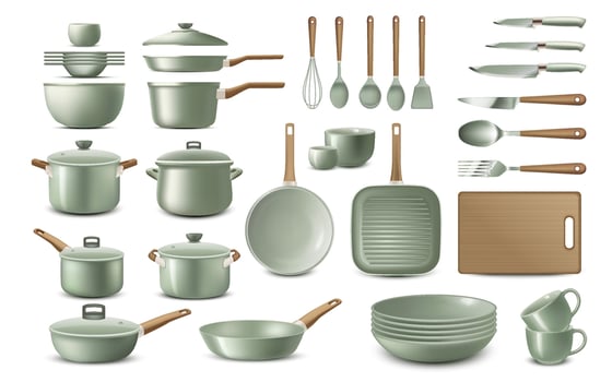 Realistic Cooking Kitchen Utensils Original Set vector
