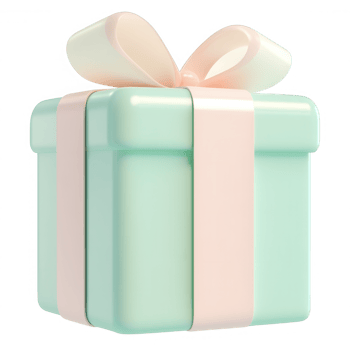 3d icon celebratory pastel pink gift box featuring delicate light green ribbon, elegantly presented against transparent backdrop for Soft moments png