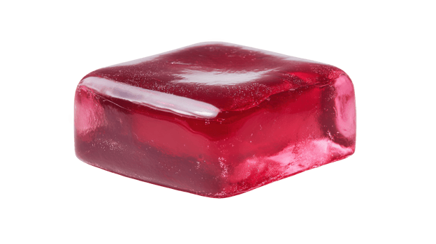 Single red gummy candy on transparent background png