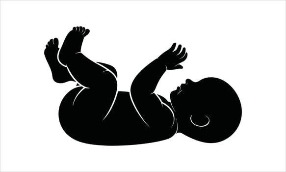 Baby silhouette adorable infant newborn child vector