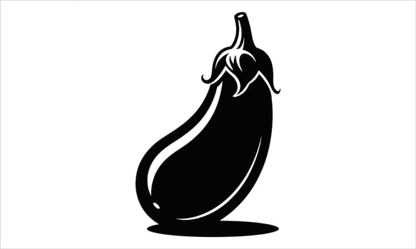 Single black silhouette eggplant vegetable illustration vector