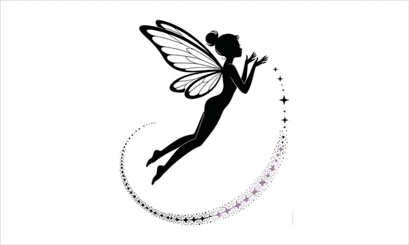 Elegant fairy silhouette blowing sparkling dust vector