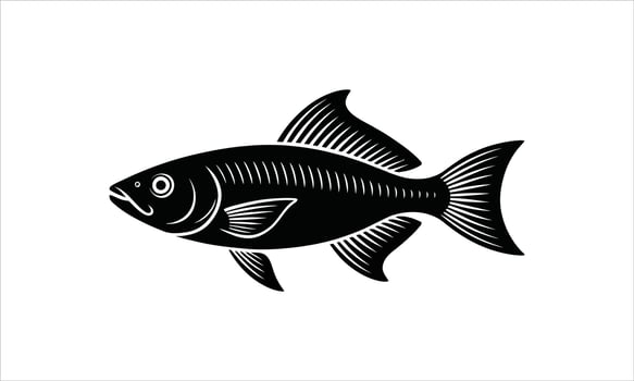 Black and white fish illustration seafood design vector