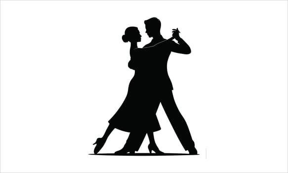 Elegant couple ballroom dance silhouette romantic vector