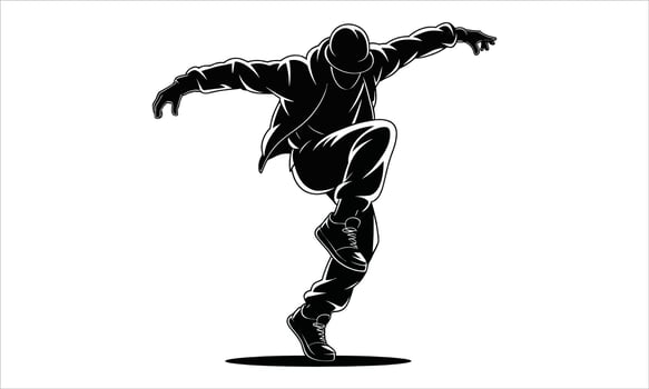 Dynamic silhouette of a breakdancer in motion vector