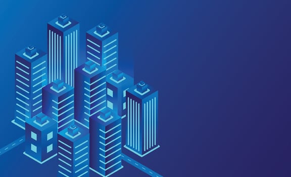 Abstract isometric future city technology design. Real estate and construction industry concept. illustration vector