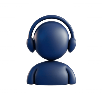 Blue 3d icon depicting person call headphones, symbolizing customer wearing online help, support, center assistance with transparent background png