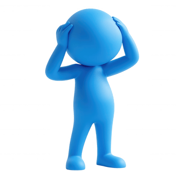 Light blue 3d a character scratching its head with on thoughtful expression, icon a transparent background png