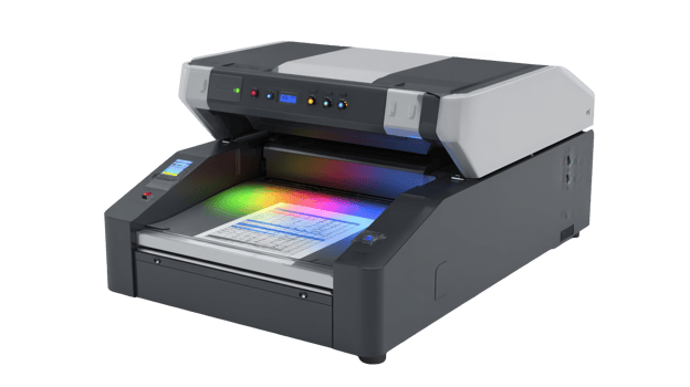 High speed scanner processing document with glowing lights on transparent background png