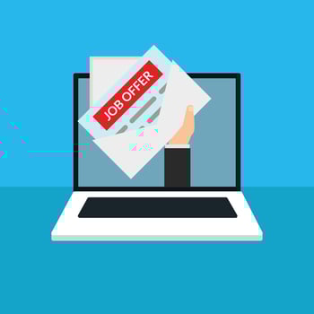 Envelope with job offer on the laptop screen. stock illustration. vector