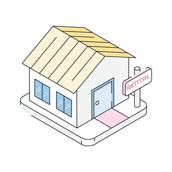 An isometric icon showing rental property concept vector