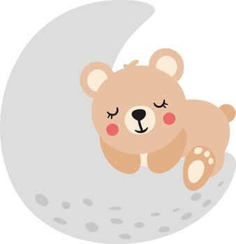 Sweet Teddy Bear Sleeping on the Moon vector