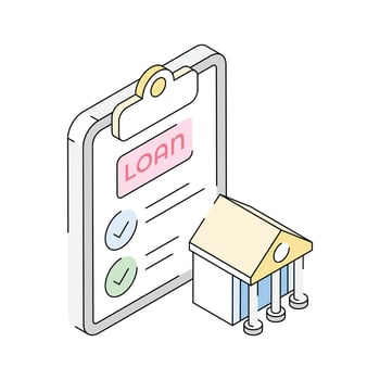 Premium isometric icon of a secure bank loan approval vector