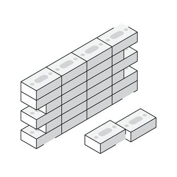 Check out this isometric icon of bricklaying work vector