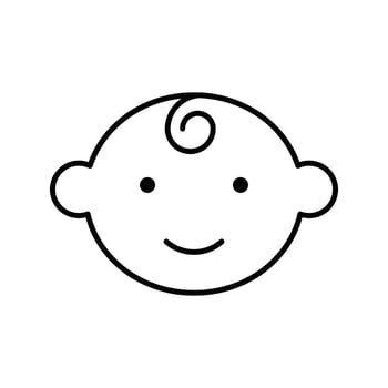 Smiling baby boy head in line style. vector
