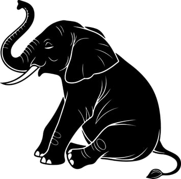 Relaxed Sitting Elephant Silhouette in Profile View vector
