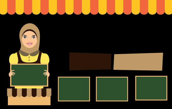 Muslim Teacher with Chalkboard Illustration vector