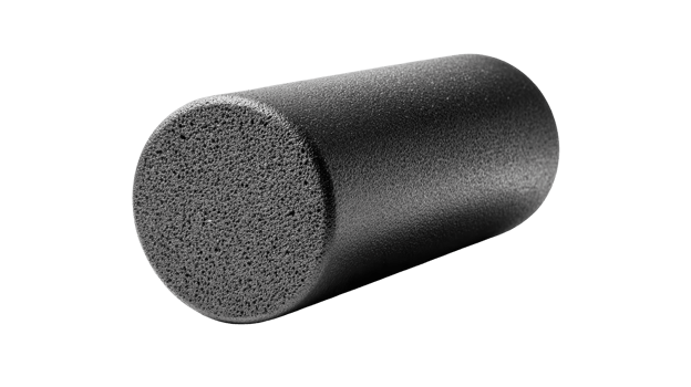 Black foam roller on transparent background for fitness and recovery png