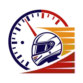 Auto Racing Logo Concept with Helmet and Speed Lines vector