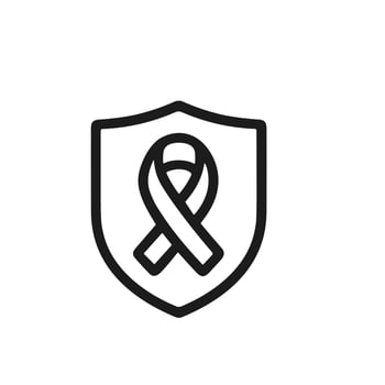 Simple Outline Ribbon on Shield Support Symbol Healthcare Icon vector