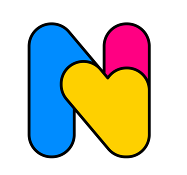 Vibrant Letter N Logo Design - Modern Alphabet Icon with Stylized Typography and Dynamic Colors featuring a heart shape, Ideal for Branding, Apps, and Creative Graphic Projects. png