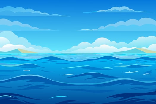 Ocean Waves Background Blue Sea with Sky and Clouds vector