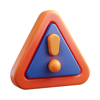 3D Rendering of Warning Icon Triangle Shape with Exclamation Point Symbol, Attention Needed png