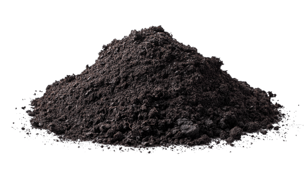 Pile of carbon rich biochar on transparent background enhancing soil fertility png