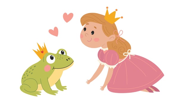 Princess and frog. illustration isolated on a white background. vector