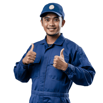Happy man in uniform with a positive gesture png